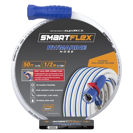 Smartflex RV/Marine Hose, 1/2in x 50ft, 3/4in - 11 1/2 GHT Fittings HSFRV450